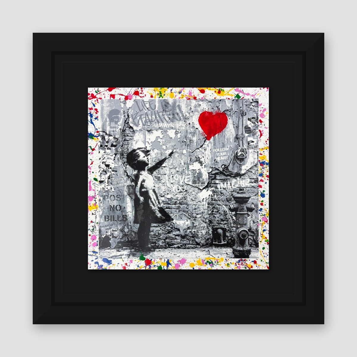 Mr. Brainwash, "Love Forever" Framed Unique (UNQ) Mixed Media, Hand Signed with Certificate of Authenticity.