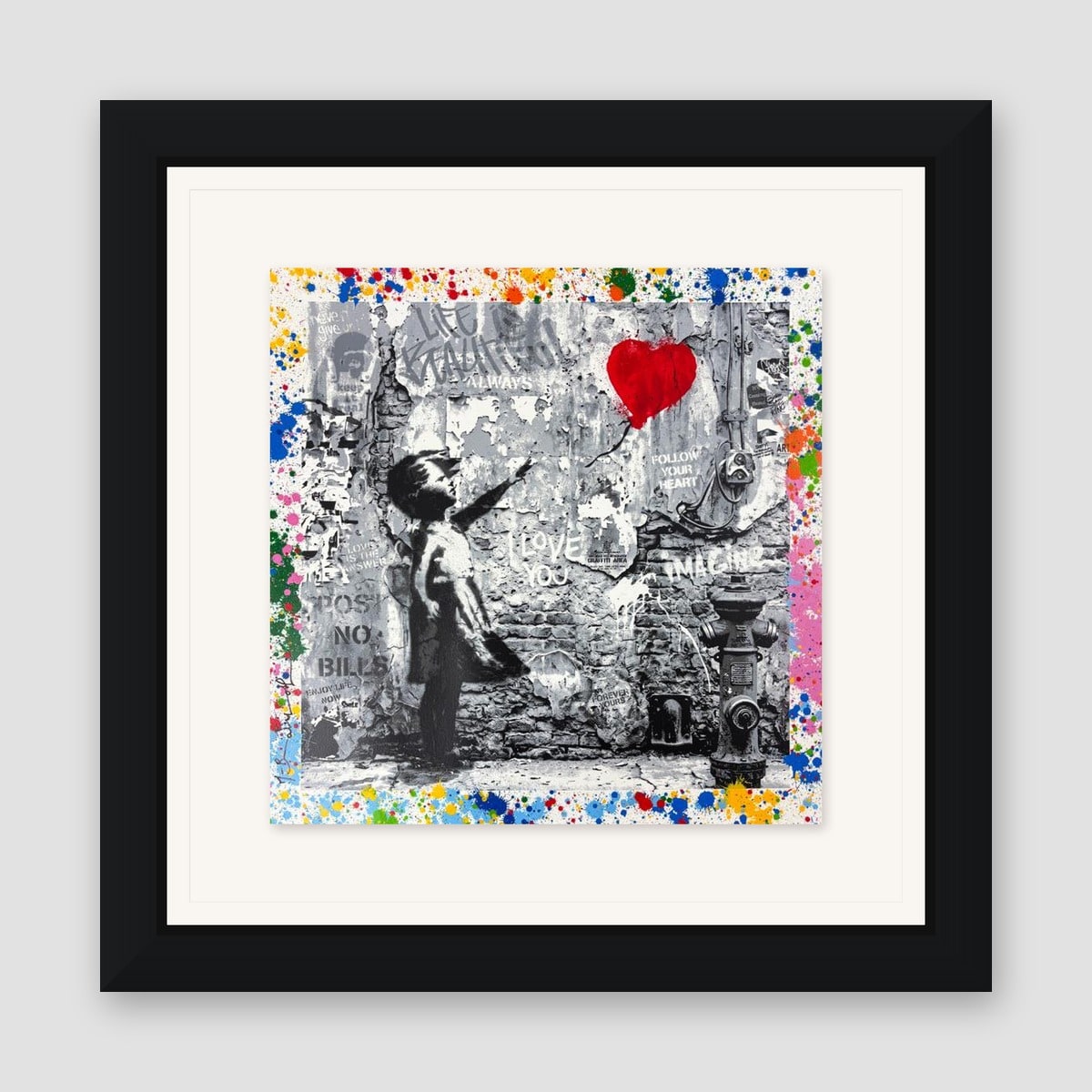 Mr. Brainwash, "Love Forever" Framed Unique (UNQ) Mixed Media, Hand Signed with Certificate of Authenticity.