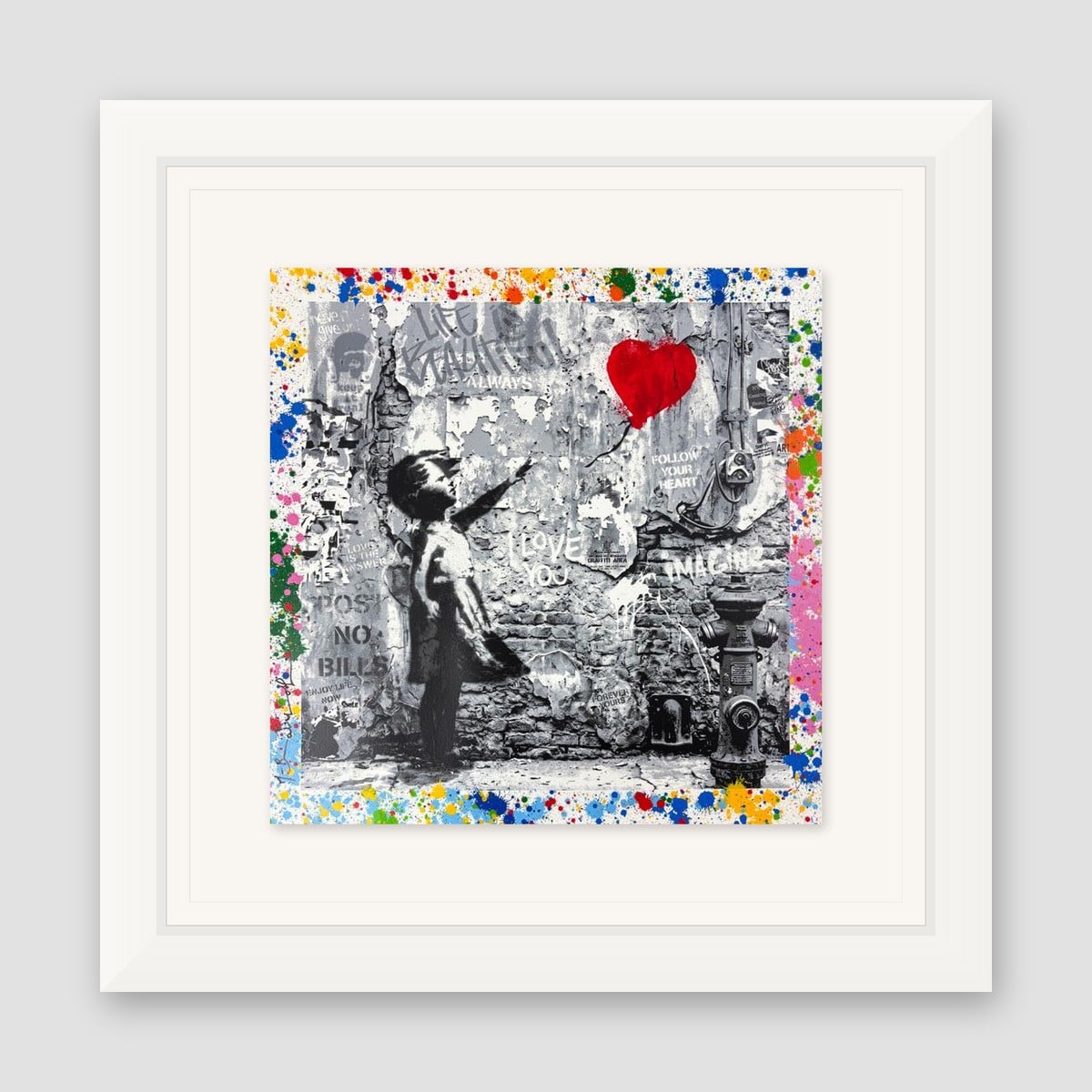 Mr. Brainwash, "Love Forever" Framed Unique (UNQ) Mixed Media, Hand Signed with Certificate of Authenticity.