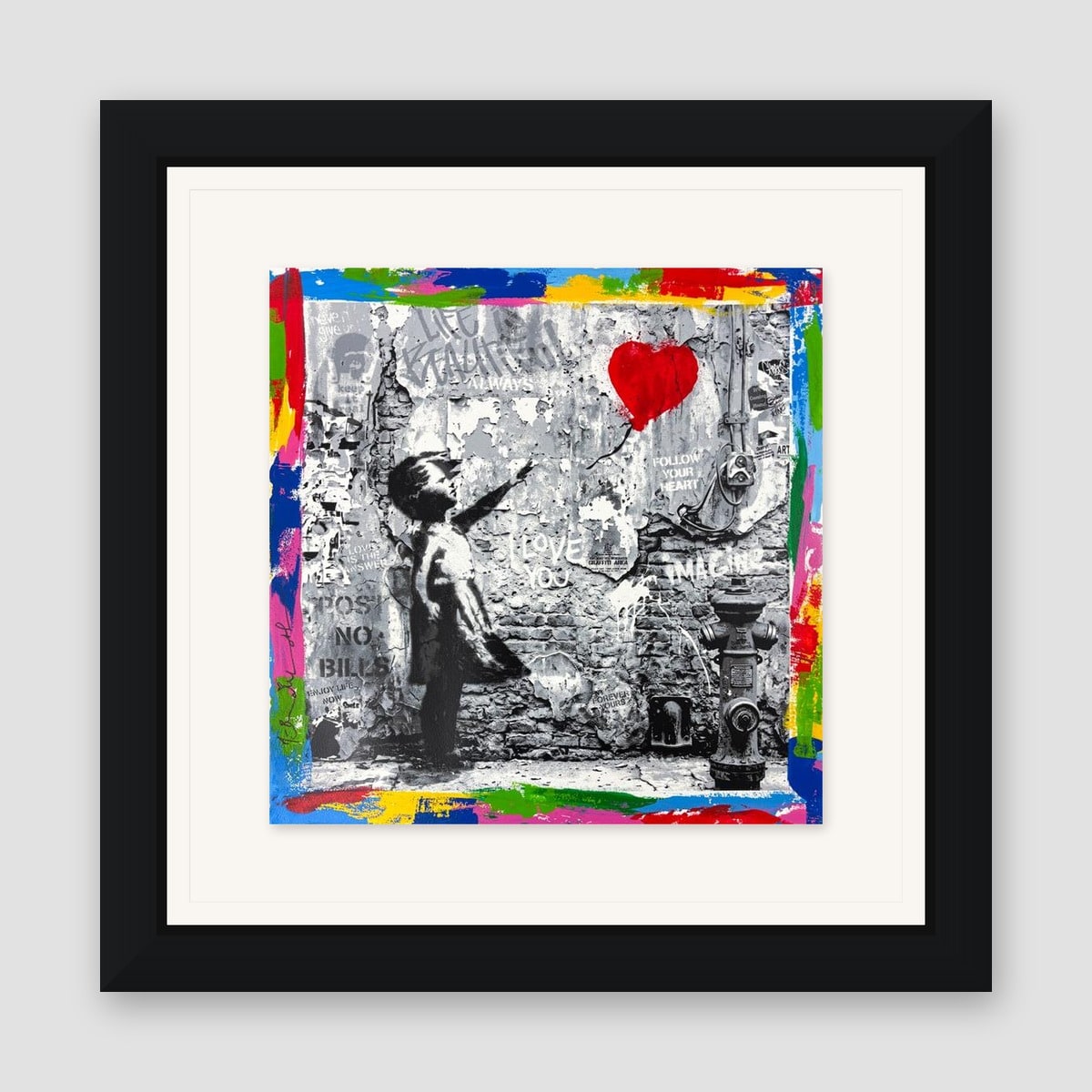 Mr. Brainwash, "Love Forever" Framed Unique (UNQ) Mixed Media, Hand Signed with Certificate of Authenticity.
