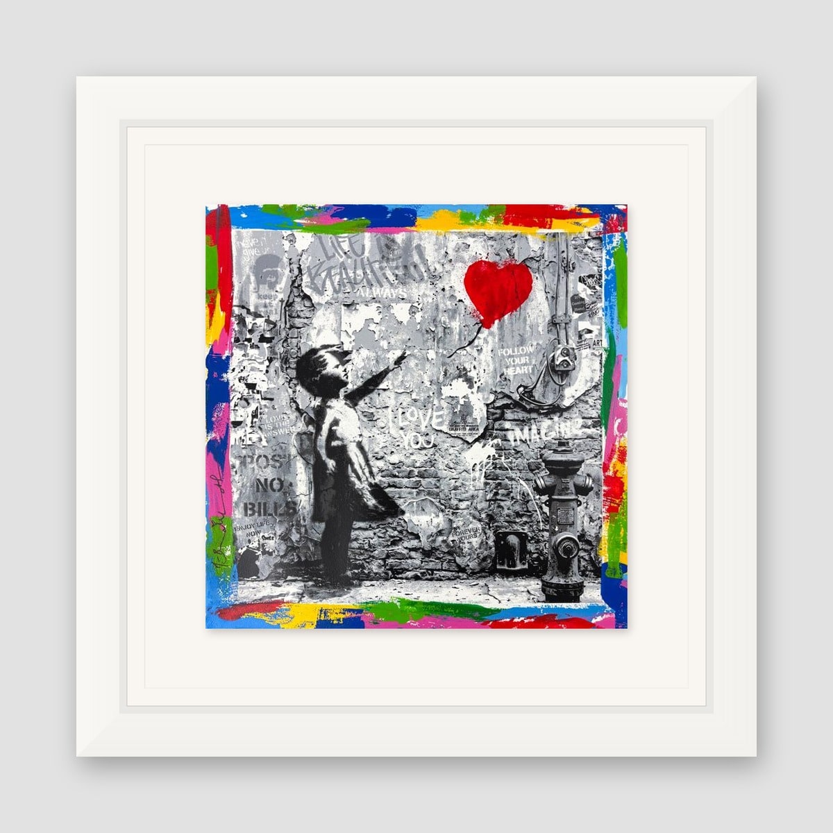 Mr. Brainwash, "Love Forever" Framed Unique (UNQ) Mixed Media, Hand Signed with Certificate of Authenticity.