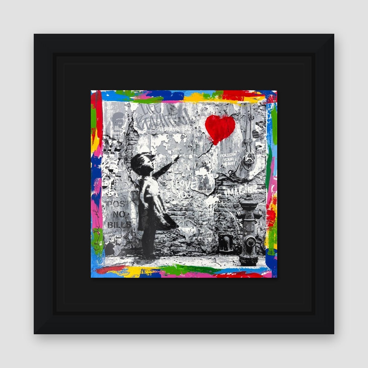 Mr. Brainwash, "Love Forever" Framed Unique (UNQ) Mixed Media, Hand Signed with Certificate of Authenticity.