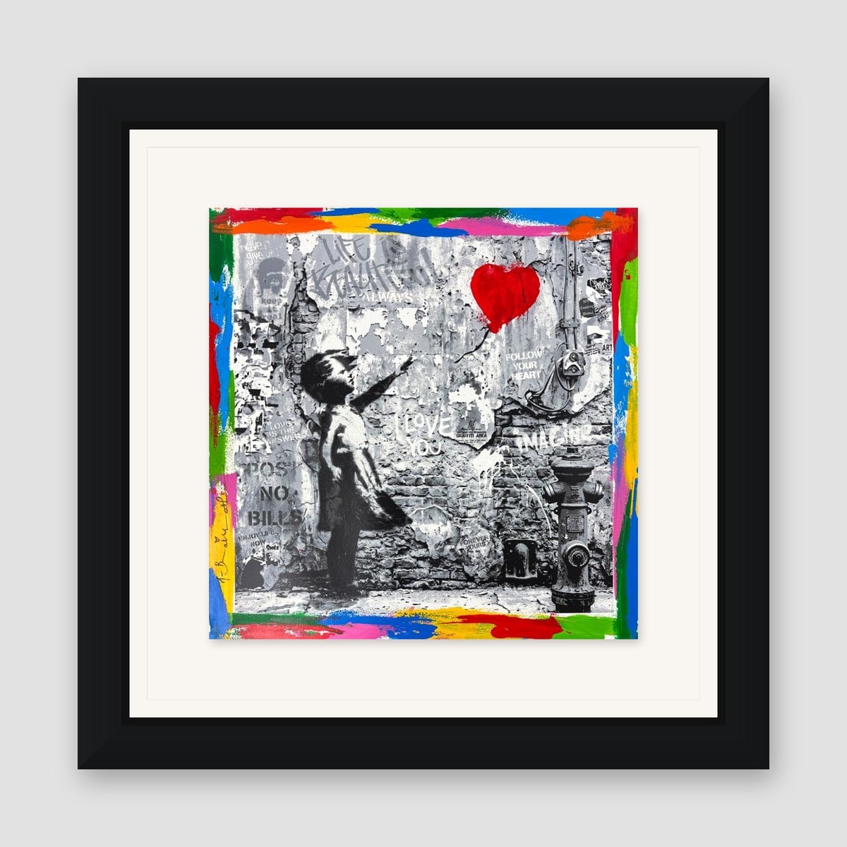 Mr. Brainwash, "Love Forever" Framed Unique (UNQ) Mixed Media, Hand Signed with Certificate of Authenticity.
