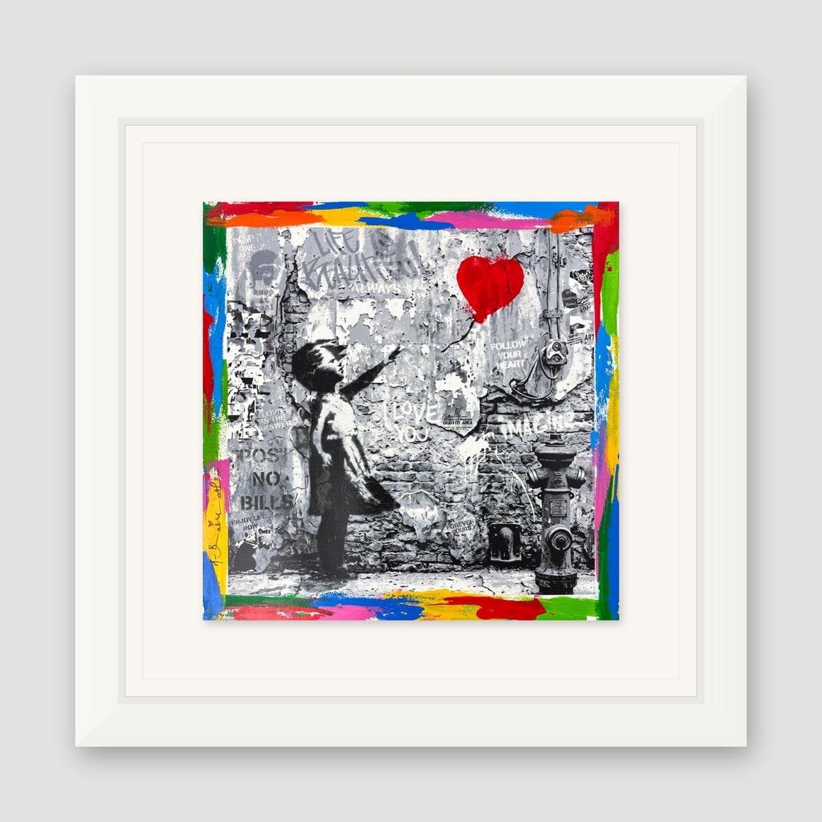 Mr. Brainwash, "Love Forever" Framed Unique (UNQ) Mixed Media, Hand Signed with Certificate of Authenticity.