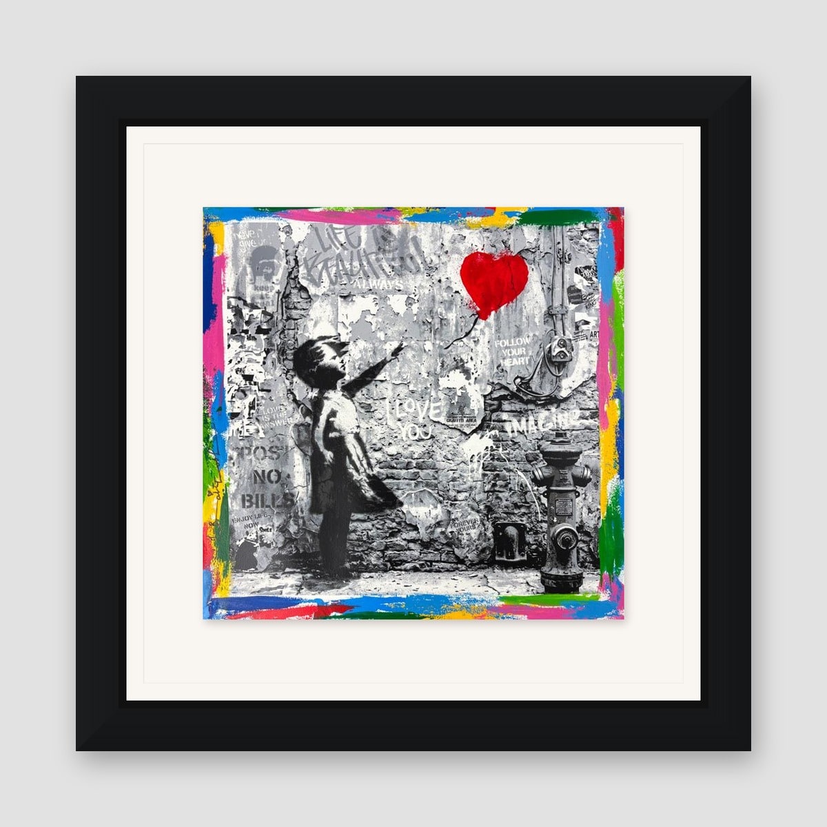 Mr. Brainwash, "Love Forever" Framed Unique (UNQ) Mixed Media, Hand Signed with Certificate of Authenticity.