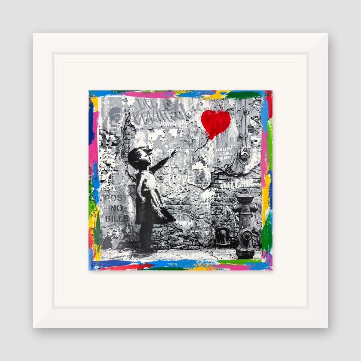 Mr. Brainwash, "Love Forever" Framed Unique (UNQ) Mixed Media, Hand Signed with Certificate of Authenticity.