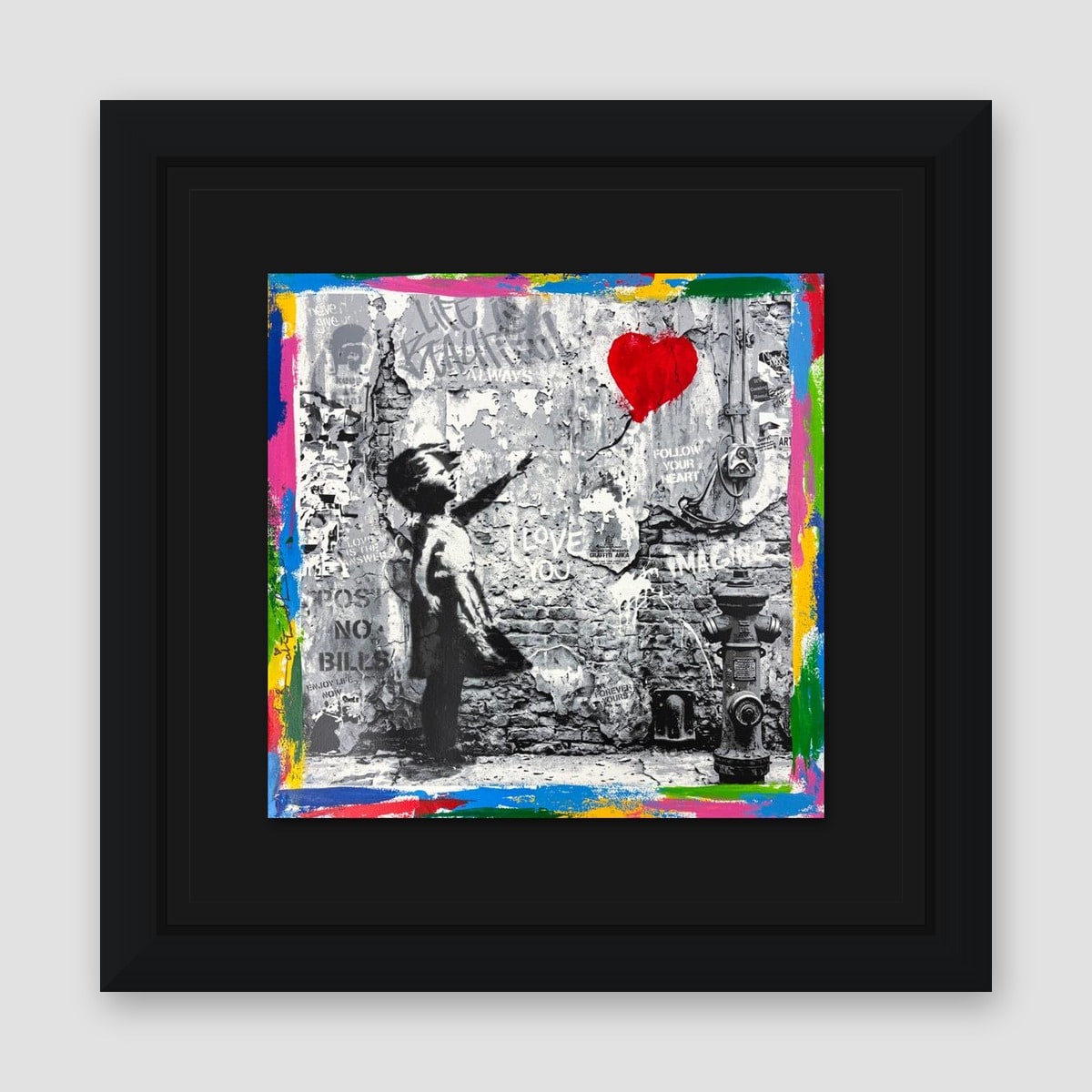 Mr. Brainwash, "Love Forever" Framed Unique (UNQ) Mixed Media, Hand Signed with Certificate of Authenticity.