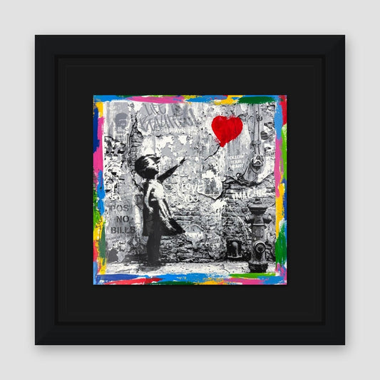Mr. Brainwash, "Love Forever" Framed Unique (UNQ) Mixed Media, Hand Signed with Certificate of Authenticity.