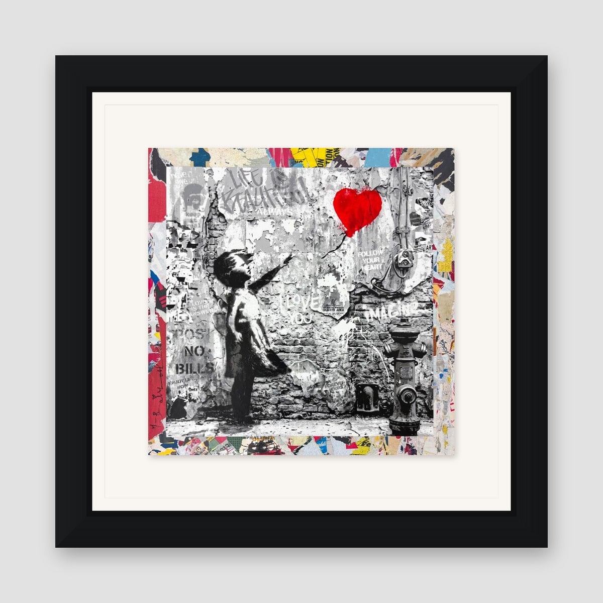 Mr. Brainwash, "Love Forever" Framed Unique (UNQ) Mixed Media, Hand Signed with Certificate of Authenticity.