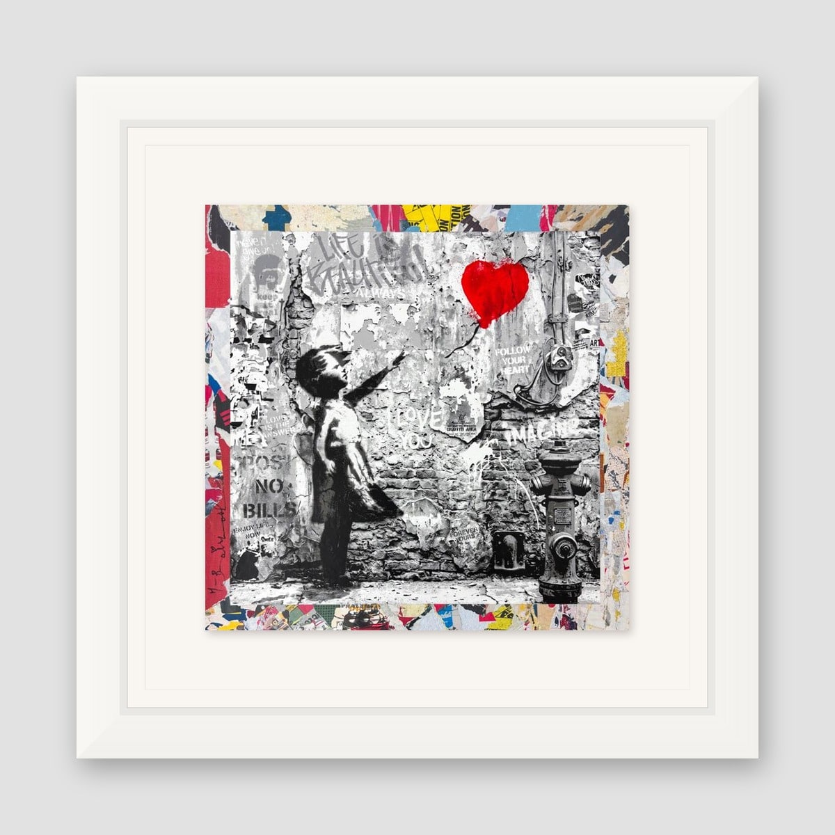 Mr. Brainwash, "Love Forever" Framed Unique (UNQ) Mixed Media, Hand Signed with Certificate of Authenticity.