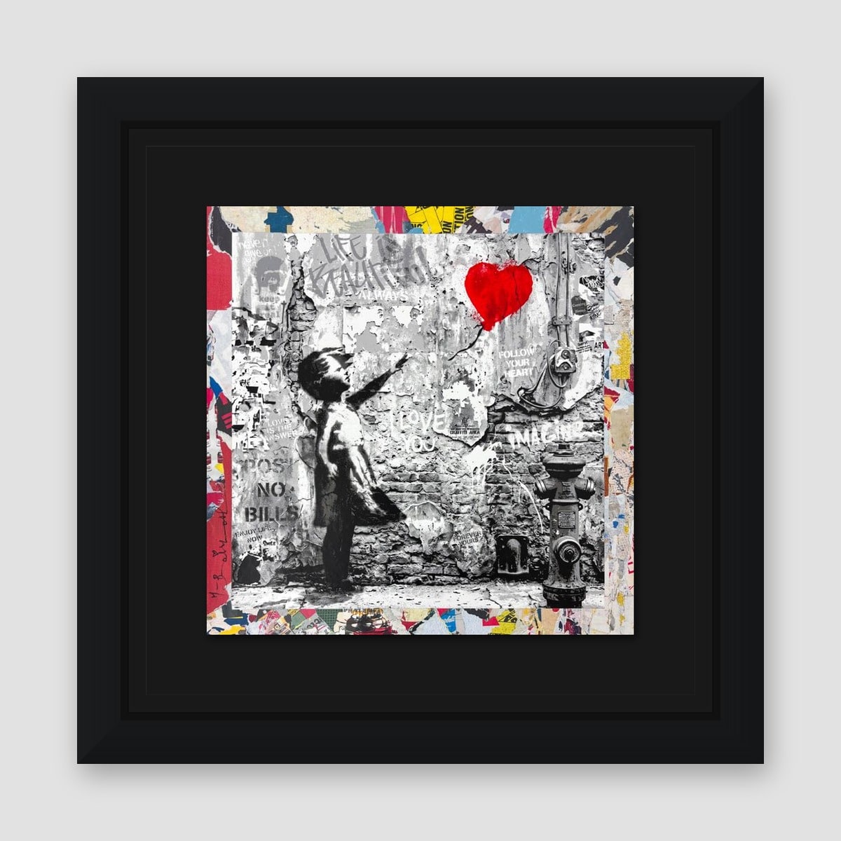 Mr. Brainwash, "Love Forever" Framed Unique (UNQ) Mixed Media, Hand Signed with Certificate of Authenticity.