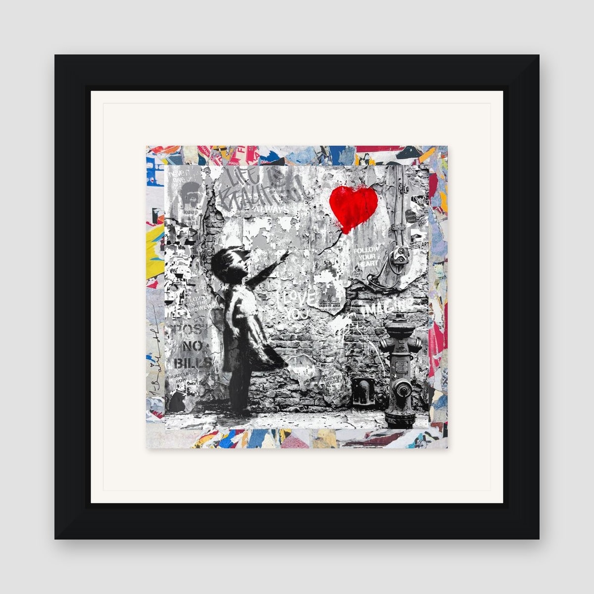 Mr. Brainwash, "Love Forever" Framed Unique (UNQ) Mixed Media, Hand Signed with Certificate of Authenticity.