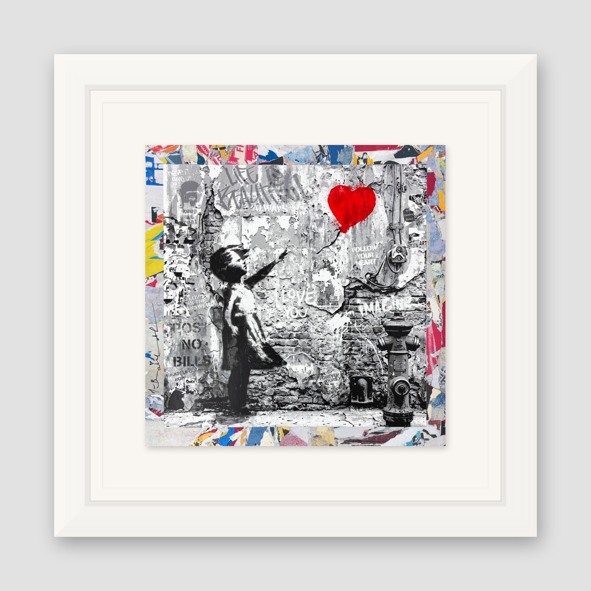 Mr. Brainwash, "Love Forever" Framed Unique (UNQ) Mixed Media, Hand Signed with Certificate of Authenticity.