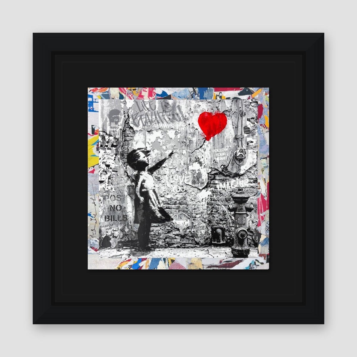 Mr. Brainwash, "Love Forever" Framed Unique (UNQ) Mixed Media, Hand Signed with Certificate of Authenticity.