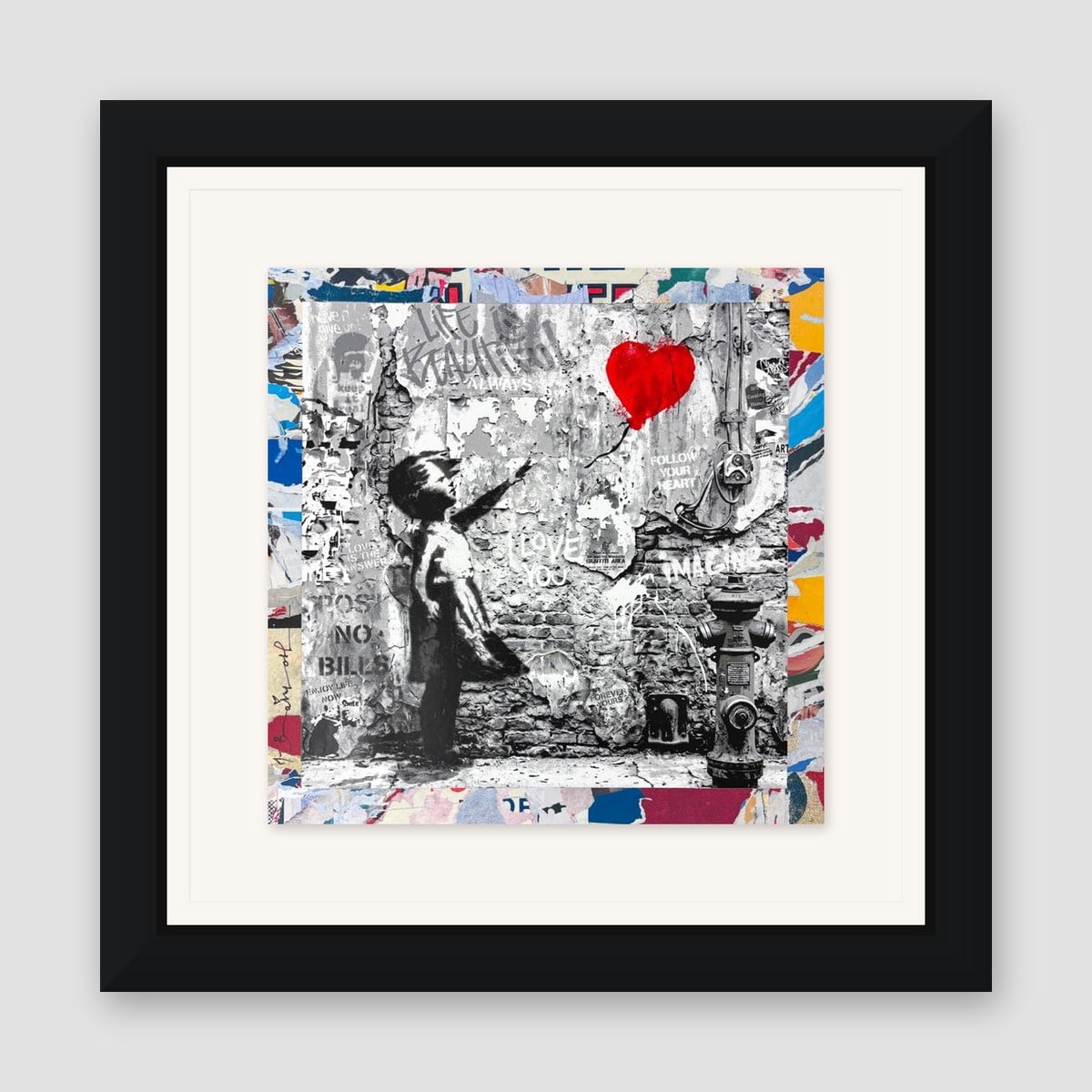 Mr. Brainwash, "Love Forever" Framed Unique (UNQ) Mixed Media, Hand Signed with Certificate of Authenticity.