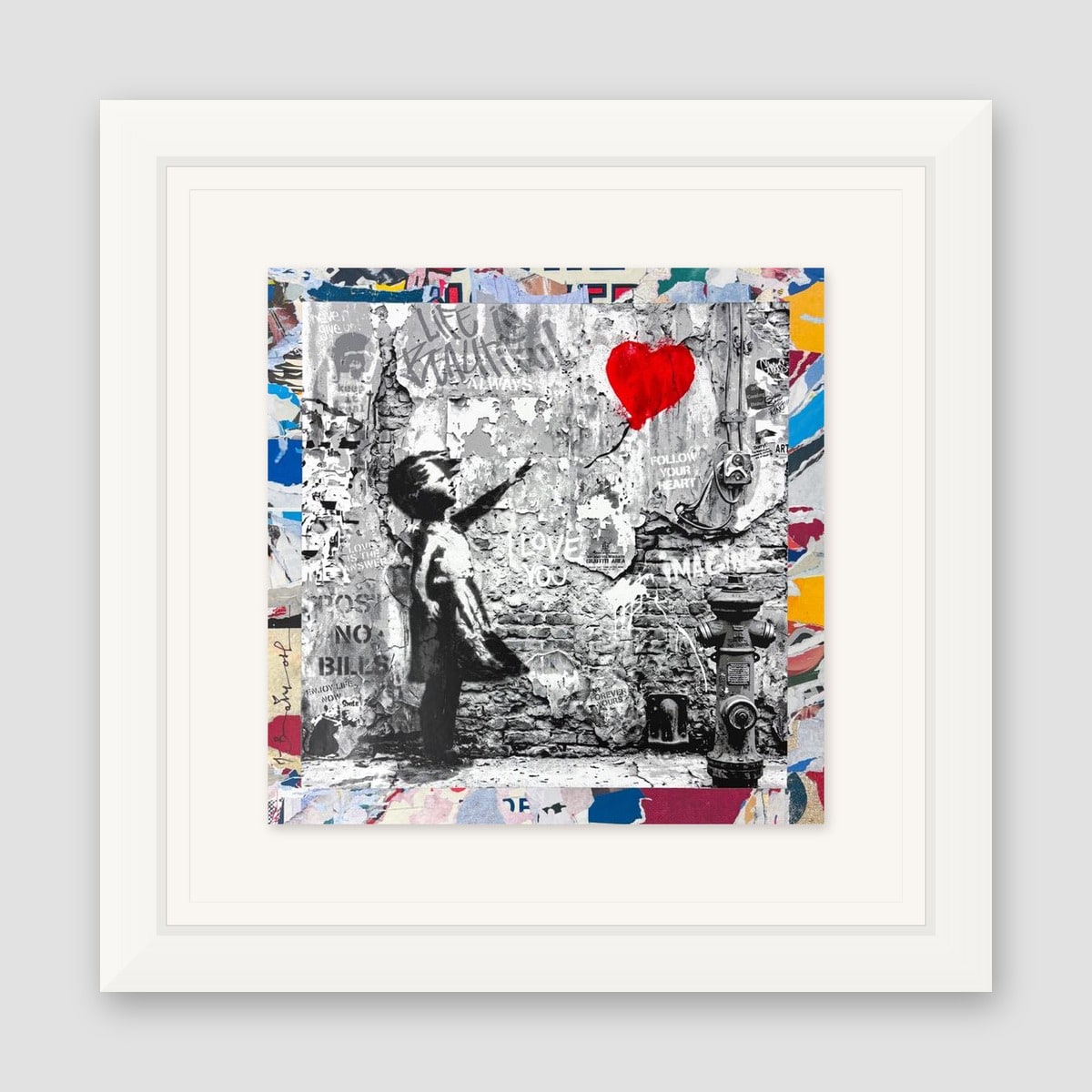Mr. Brainwash, "Love Forever" Framed Unique (UNQ) Mixed Media, Hand Signed with Certificate of Authenticity.