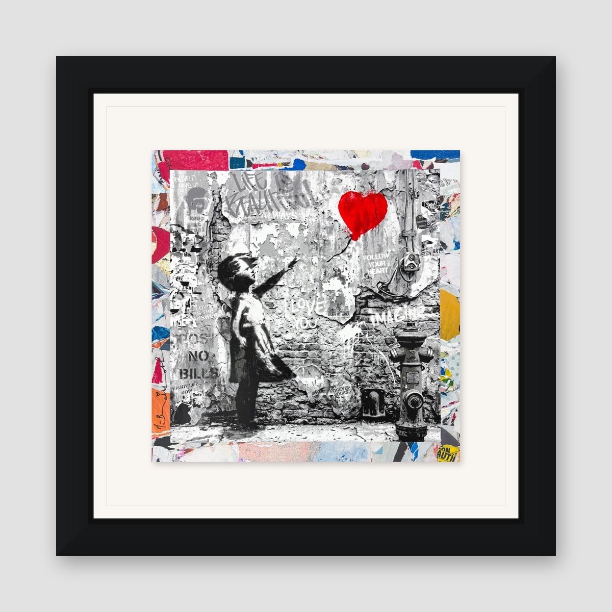 Mr. Brainwash, "Love Forever" Framed Unique (UNQ) Mixed Media, Hand Signed with Certificate of Authenticity.