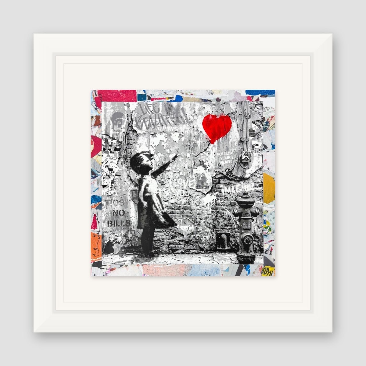 Mr. Brainwash, "Love Forever" Framed Unique (UNQ) Mixed Media, Hand Signed with Certificate of Authenticity.