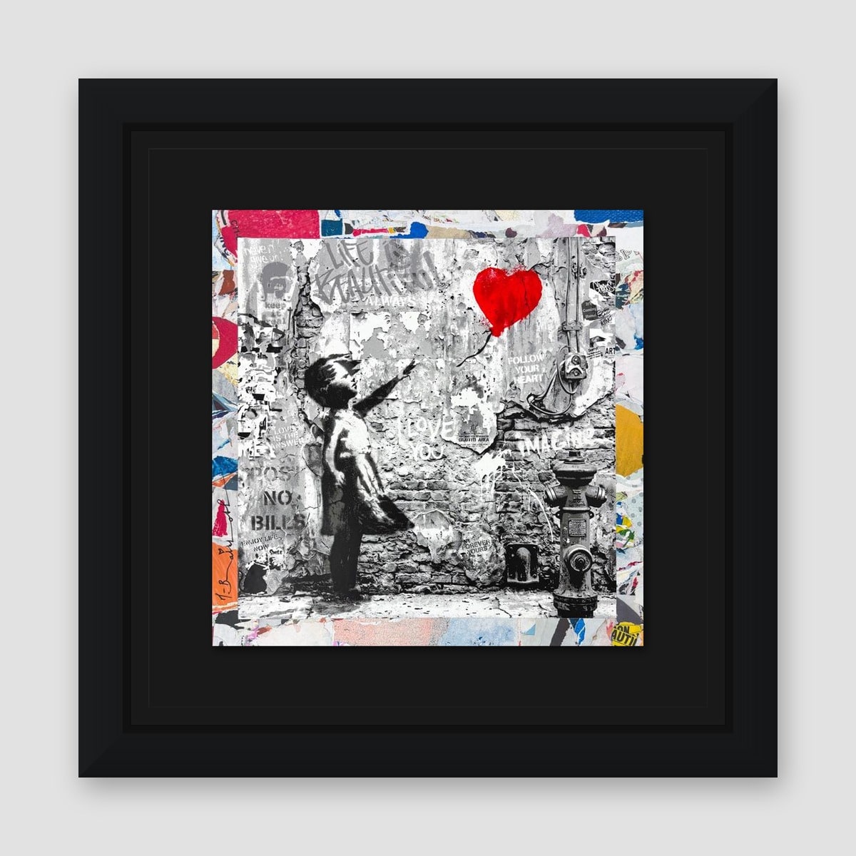 Mr. Brainwash, "Love Forever" Framed Unique (UNQ) Mixed Media, Hand Signed with Certificate of Authenticity.