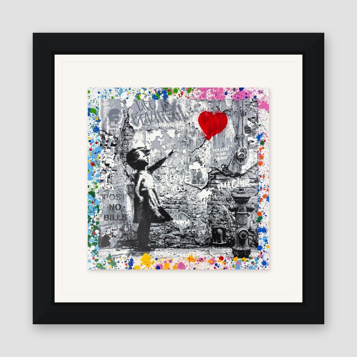 Mr. Brainwash, "Love Forever" Framed Unique (UNQ) Mixed Media, Hand Signed with Certificate of Authenticity.