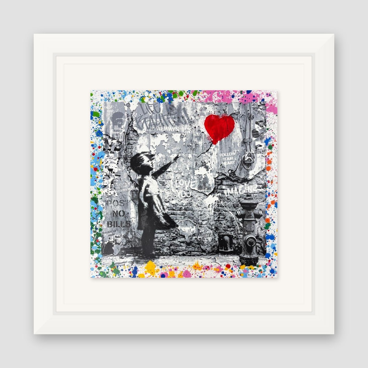 Mr. Brainwash, "Love Forever" Framed Unique (UNQ) Mixed Media, Hand Signed with Certificate of Authenticity.