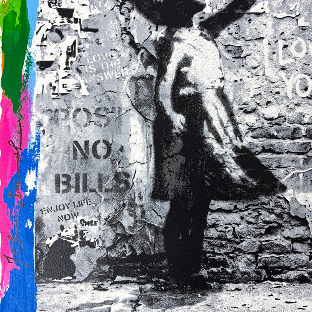 Mr. Brainwash, "Love Forever" Framed Unique (UNQ) Mixed Media, Hand Signed with Certificate of Authenticity.