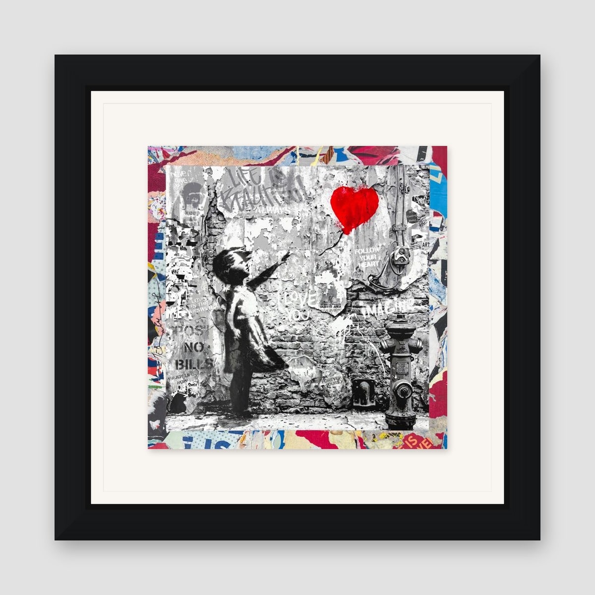 Mr. Brainwash, "Love Forever" Framed Unique (UNQ) Mixed Media, Hand Signed with Certificate of Authenticity.
