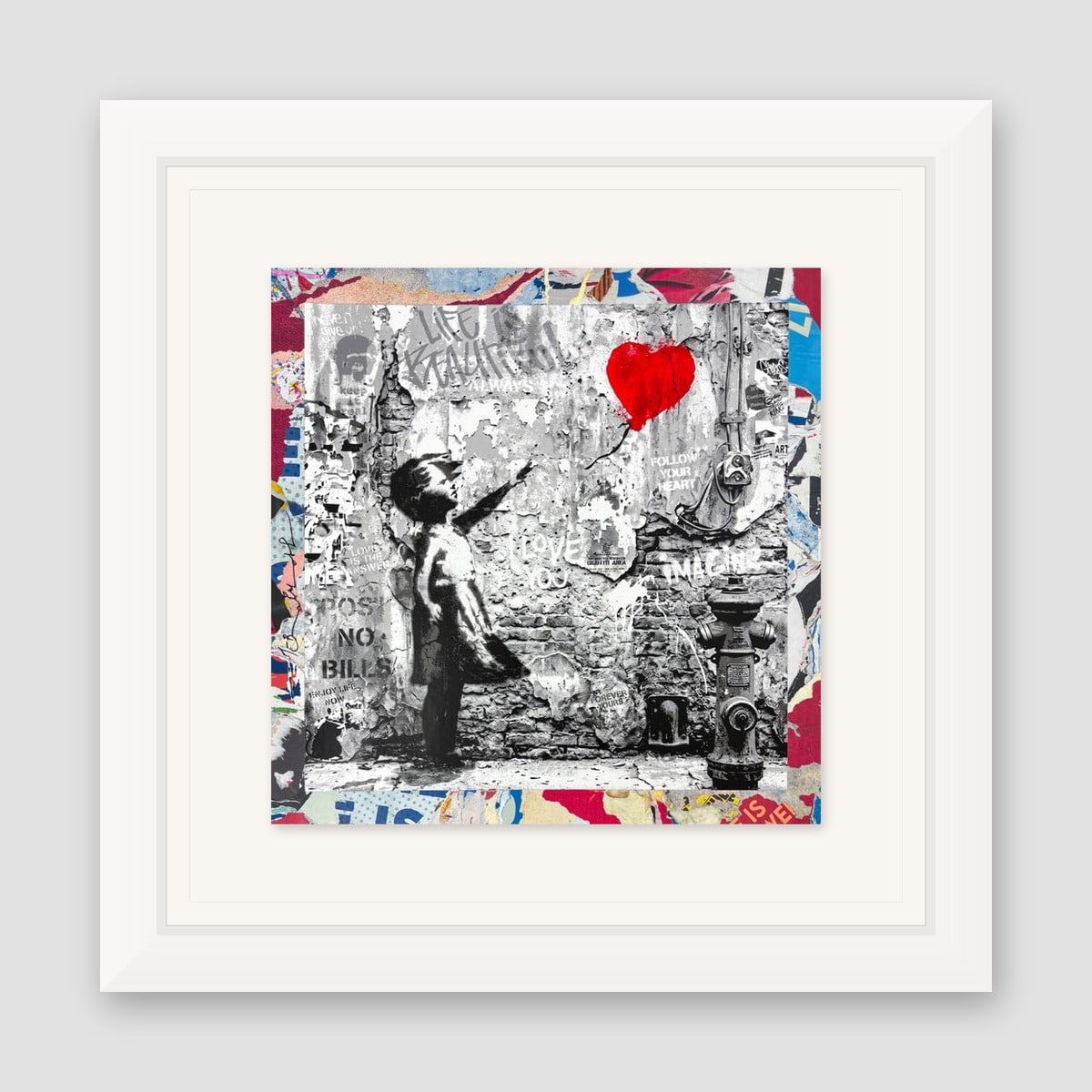 Mr. Brainwash, "Love Forever" Framed Unique (UNQ) Mixed Media, Hand Signed with Certificate of Authenticity.
