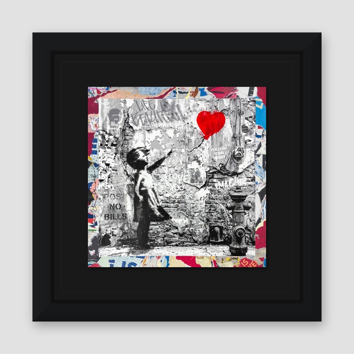Mr. Brainwash, "Love Forever" Framed Unique (UNQ) Mixed Media, Hand Signed with Certificate of Authenticity.