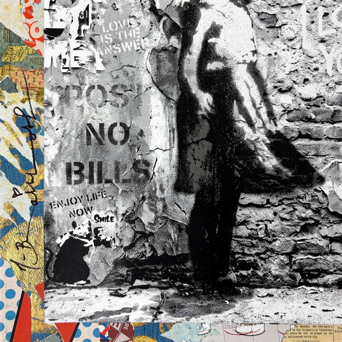 Mr. Brainwash, "Love Forever" Framed Unique (UNQ) Mixed Media, Hand Signed with Certificate of Authenticity.