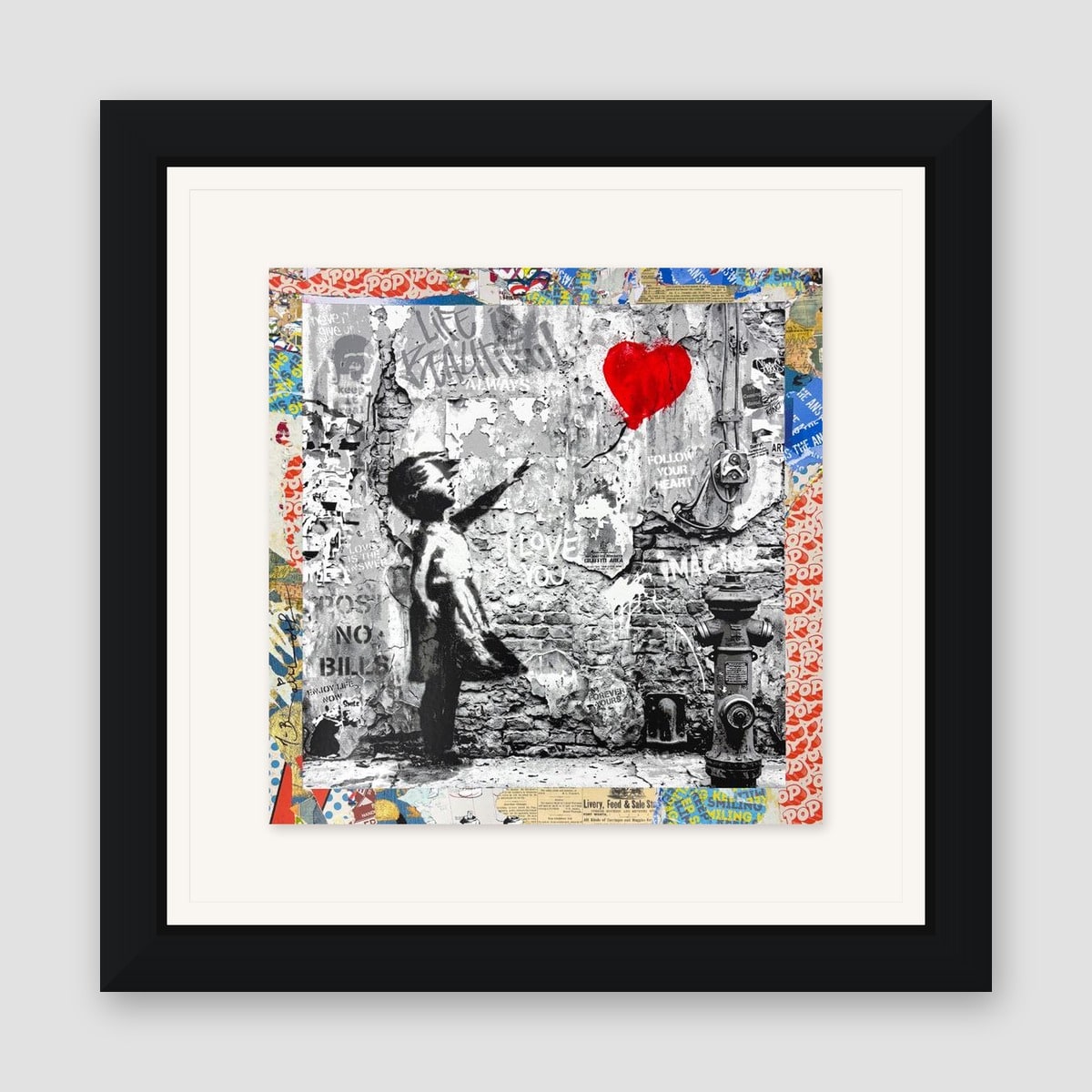 Mr. Brainwash, "Love Forever" Framed Unique (UNQ) Mixed Media, Hand Signed with Certificate of Authenticity.