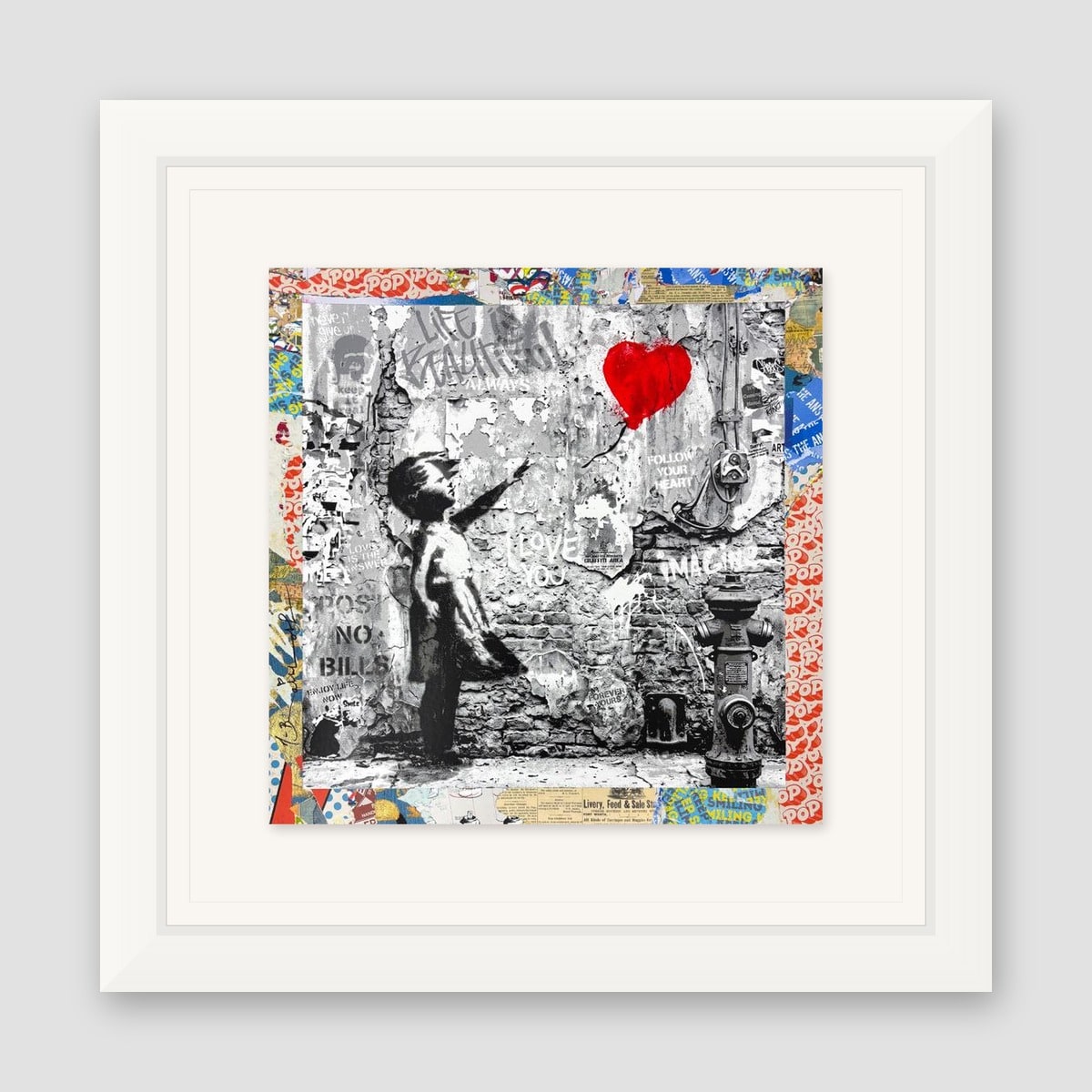 Mr. Brainwash, "Love Forever" Framed Unique (UNQ) Mixed Media, Hand Signed with Certificate of Authenticity.