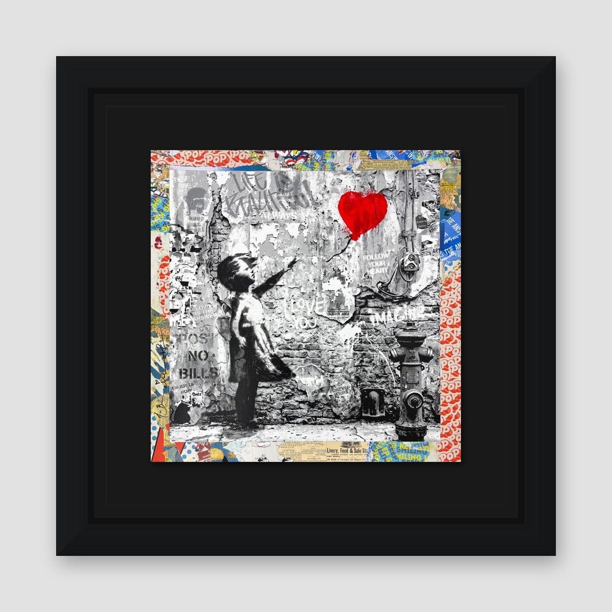 Mr. Brainwash, "Love Forever" Framed Unique (UNQ) Mixed Media, Hand Signed with Certificate of Authenticity.