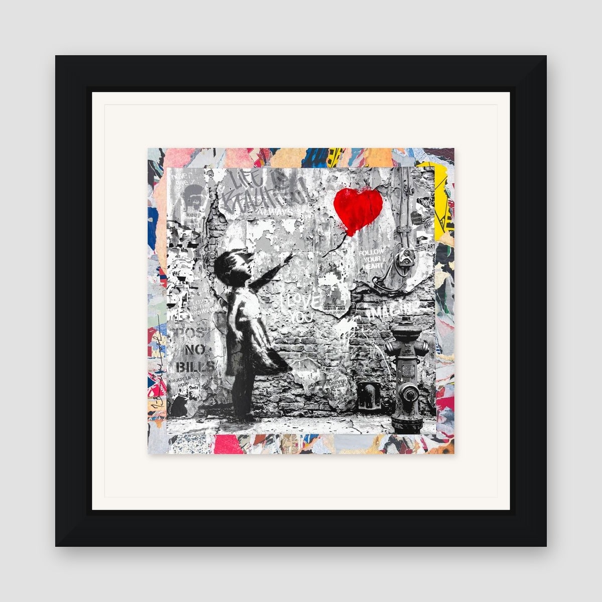 Mr. Brainwash, "Love Forever" Framed Unique (UNQ) Mixed Media, Hand Signed with Certificate of Authenticity.