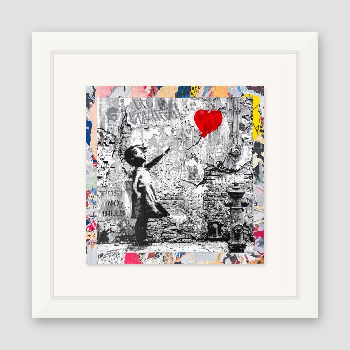 Mr. Brainwash, "Love Forever" Framed Unique (UNQ) Mixed Media, Hand Signed with Certificate of Authenticity.