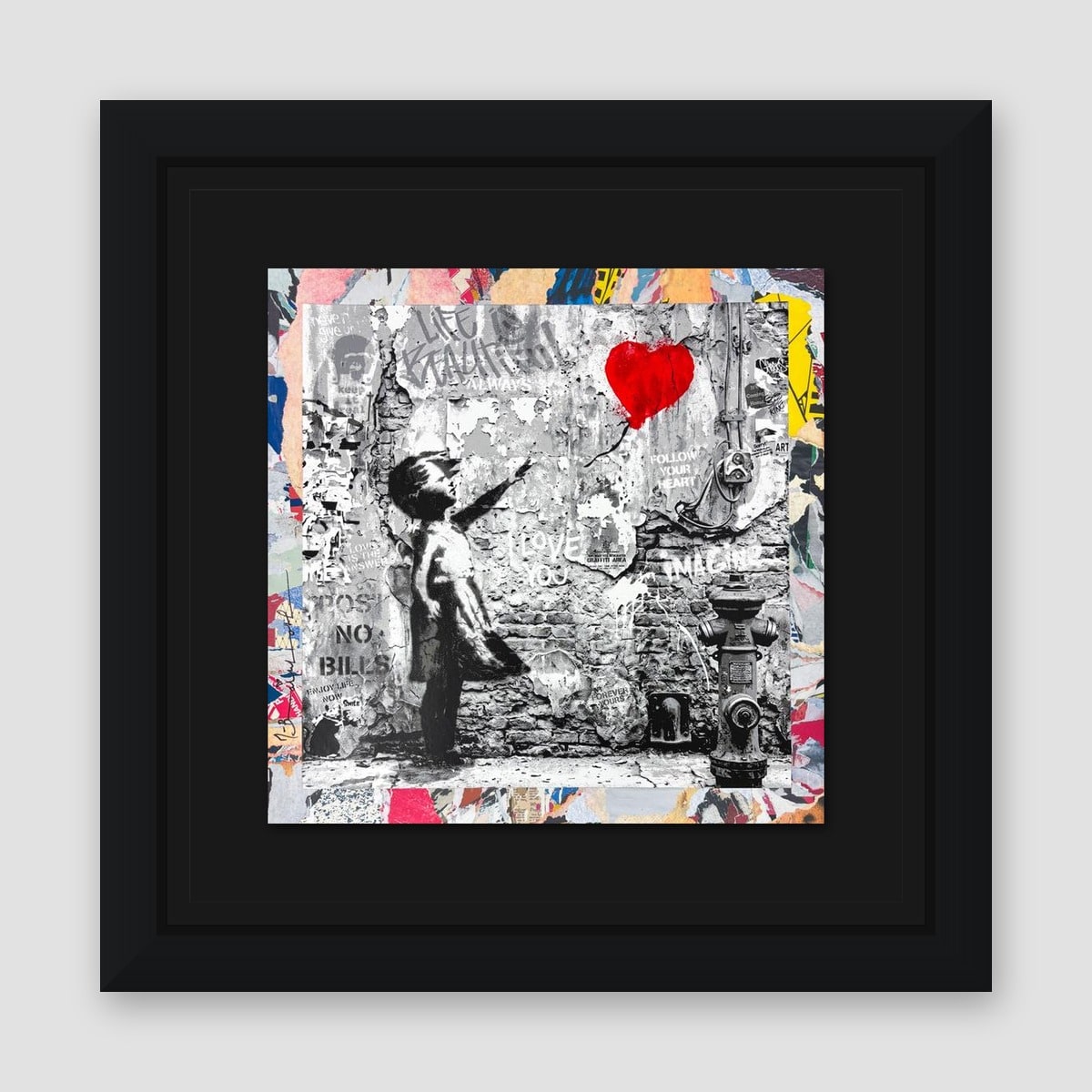 Mr. Brainwash, "Love Forever" Framed Unique (UNQ) Mixed Media, Hand Signed with Certificate of Authenticity.