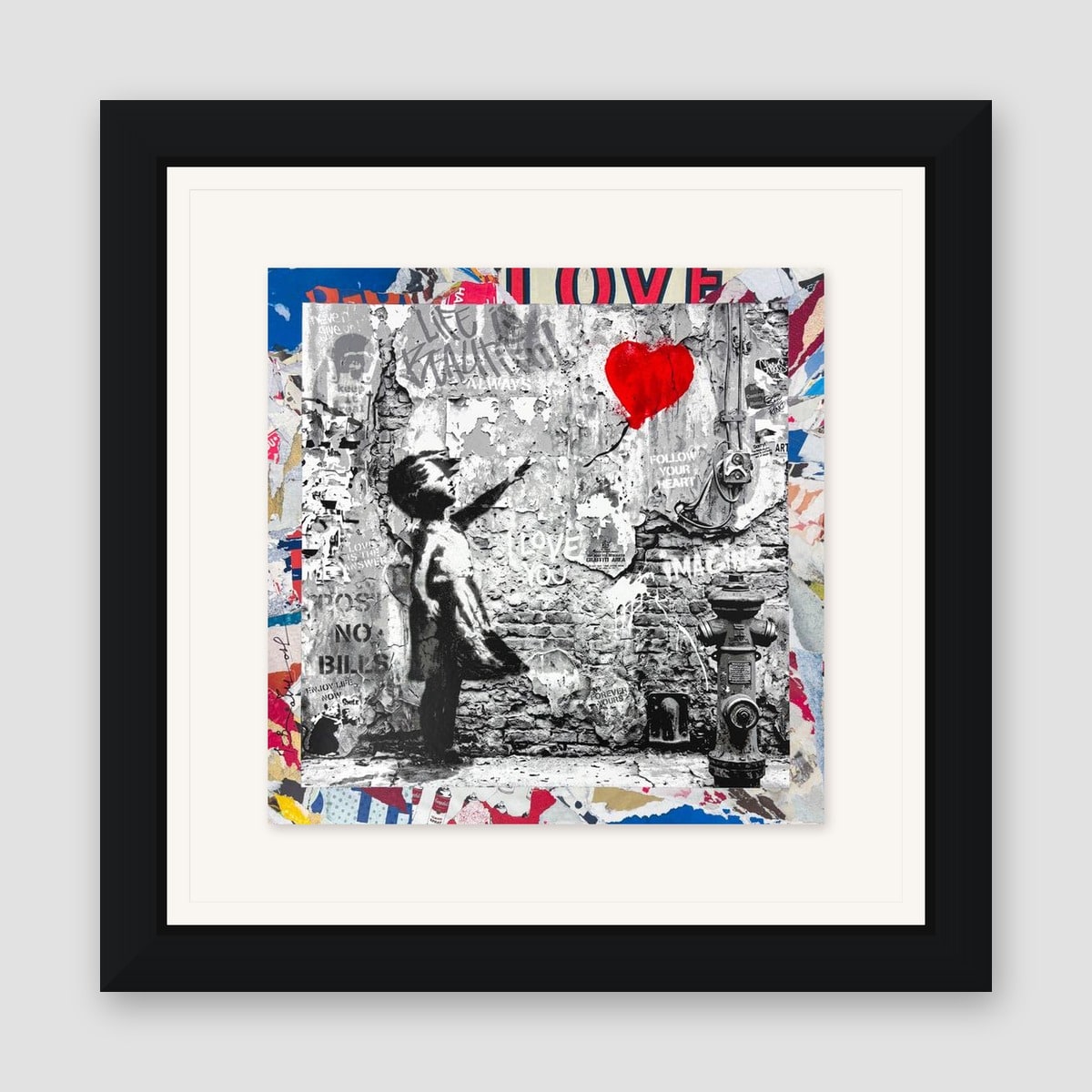 Mr. Brainwash, "Love Forever" Framed Unique (UNQ) Mixed Media, Hand Signed with Certificate of Authenticity.