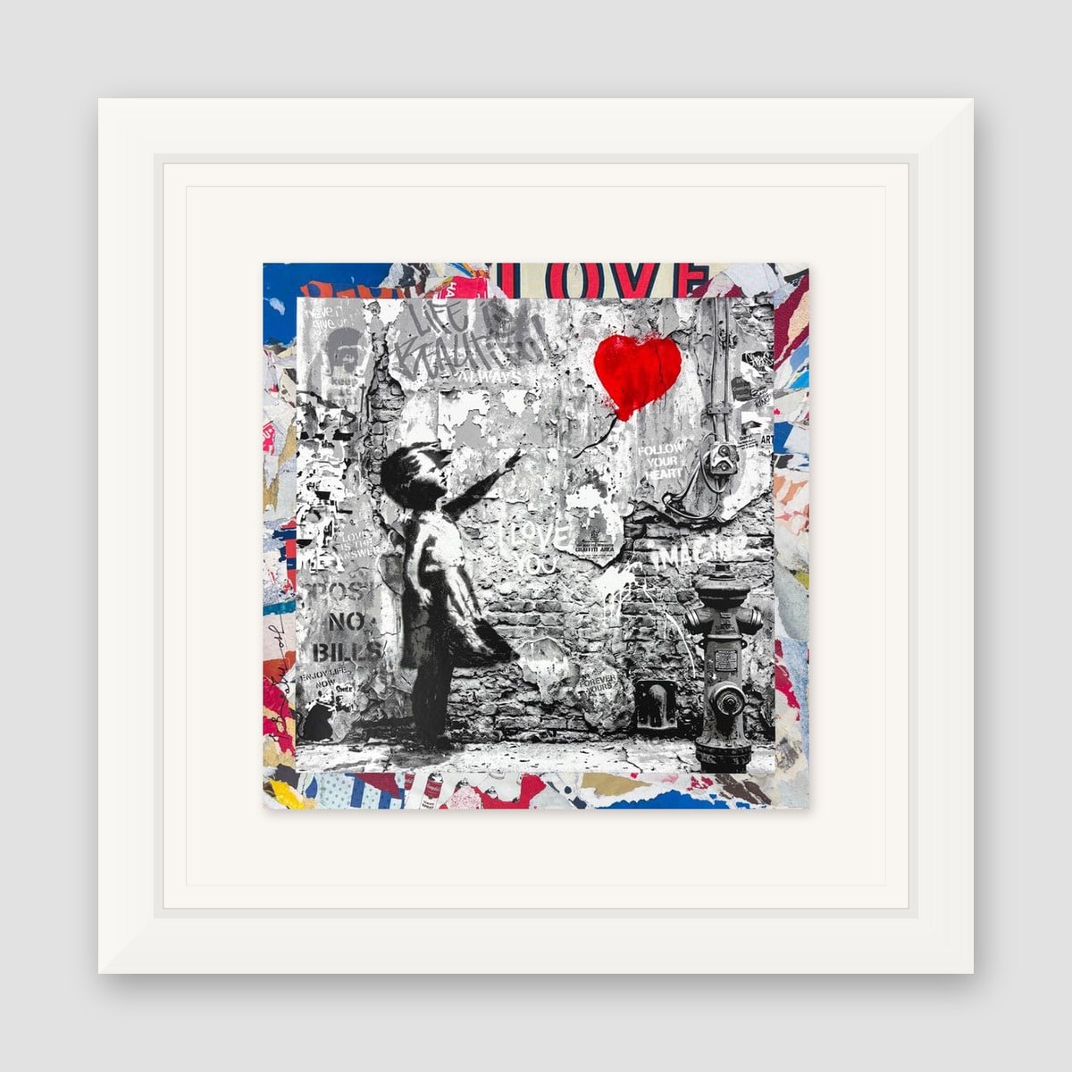 Mr. Brainwash, "Love Forever" Framed Unique (UNQ) Mixed Media, Hand Signed with Certificate of Authenticity.