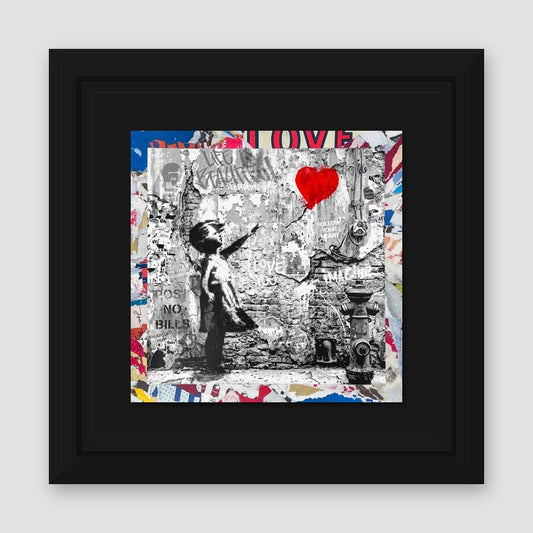 Mr. Brainwash, "Love Forever" Framed Unique (UNQ) Mixed Media, Hand Signed with Certificate of Authenticity.