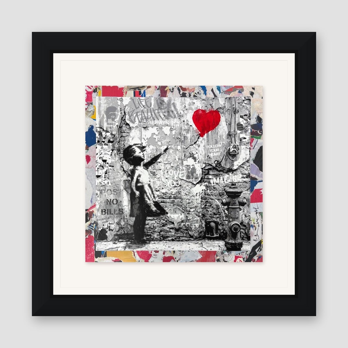 Mr. Brainwash, "Love Forever" Framed Unique (UNQ) Mixed Media, Hand Signed with Certificate of Authenticity.