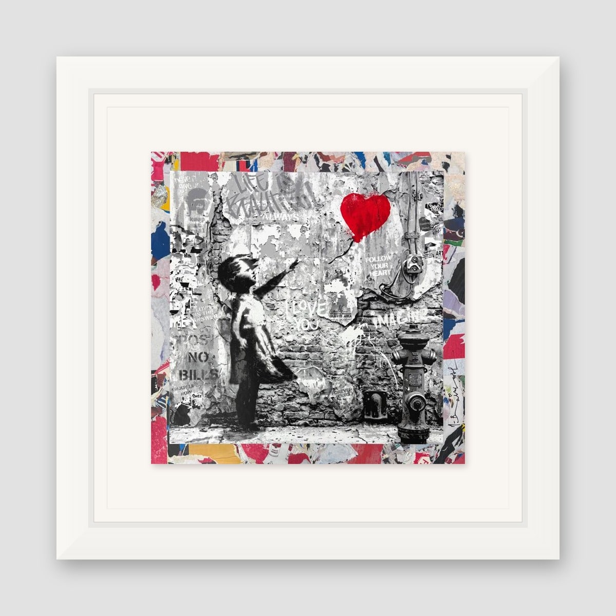 Mr. Brainwash, "Love Forever" Framed Unique (UNQ) Mixed Media, Hand Signed with Certificate of Authenticity.