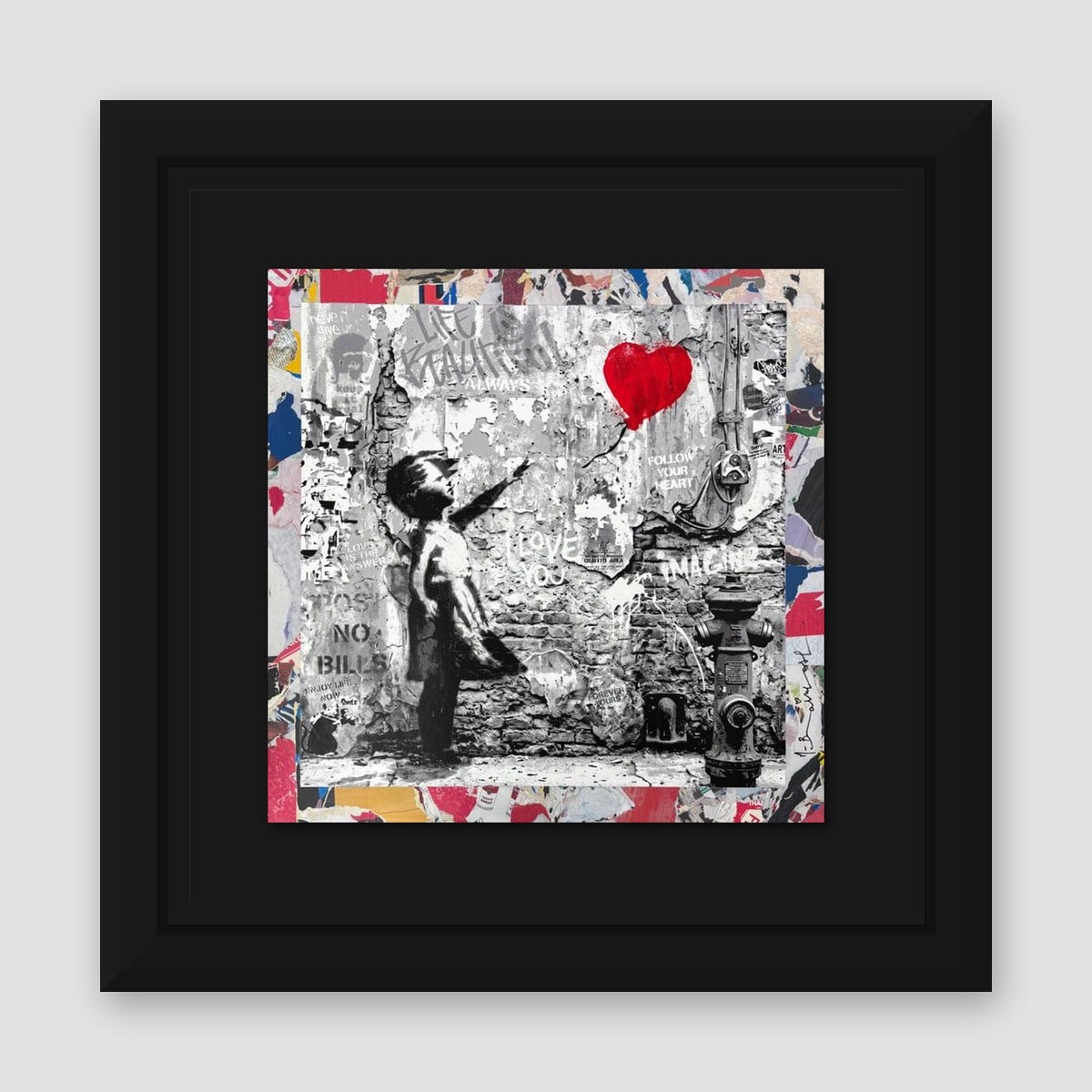 Mr. Brainwash, "Love Forever" Framed Unique (UNQ) Mixed Media, Hand Signed with Certificate of Authenticity.