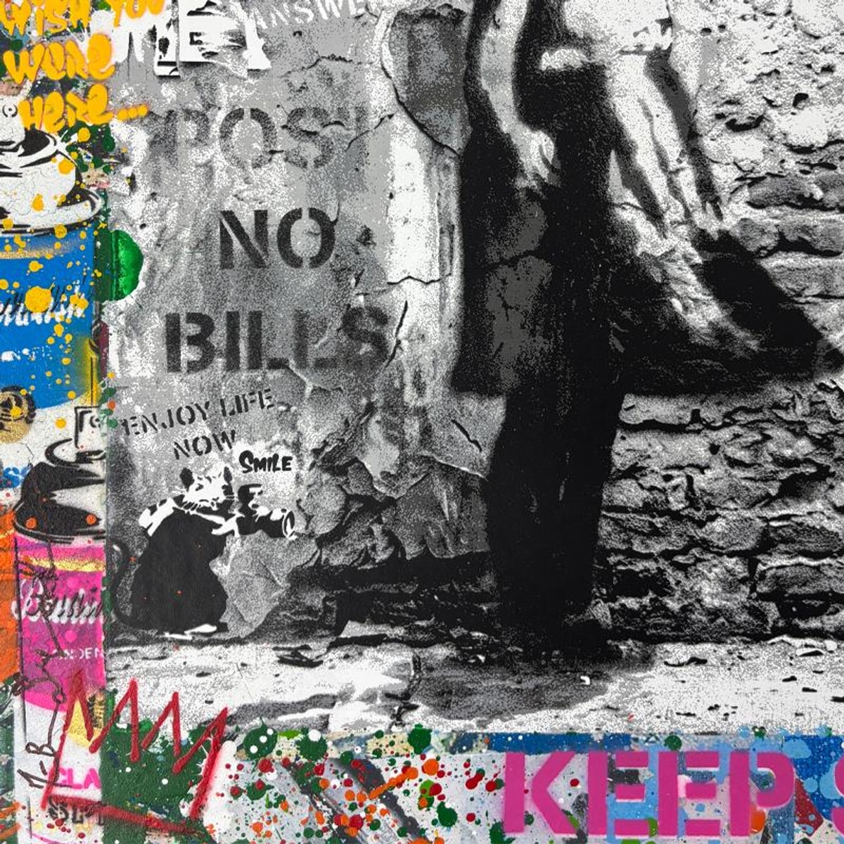 Mr. Brainwash, "Love Forever" Framed Mixed Media Original, Hand Signed with Certificate of Authenticity.