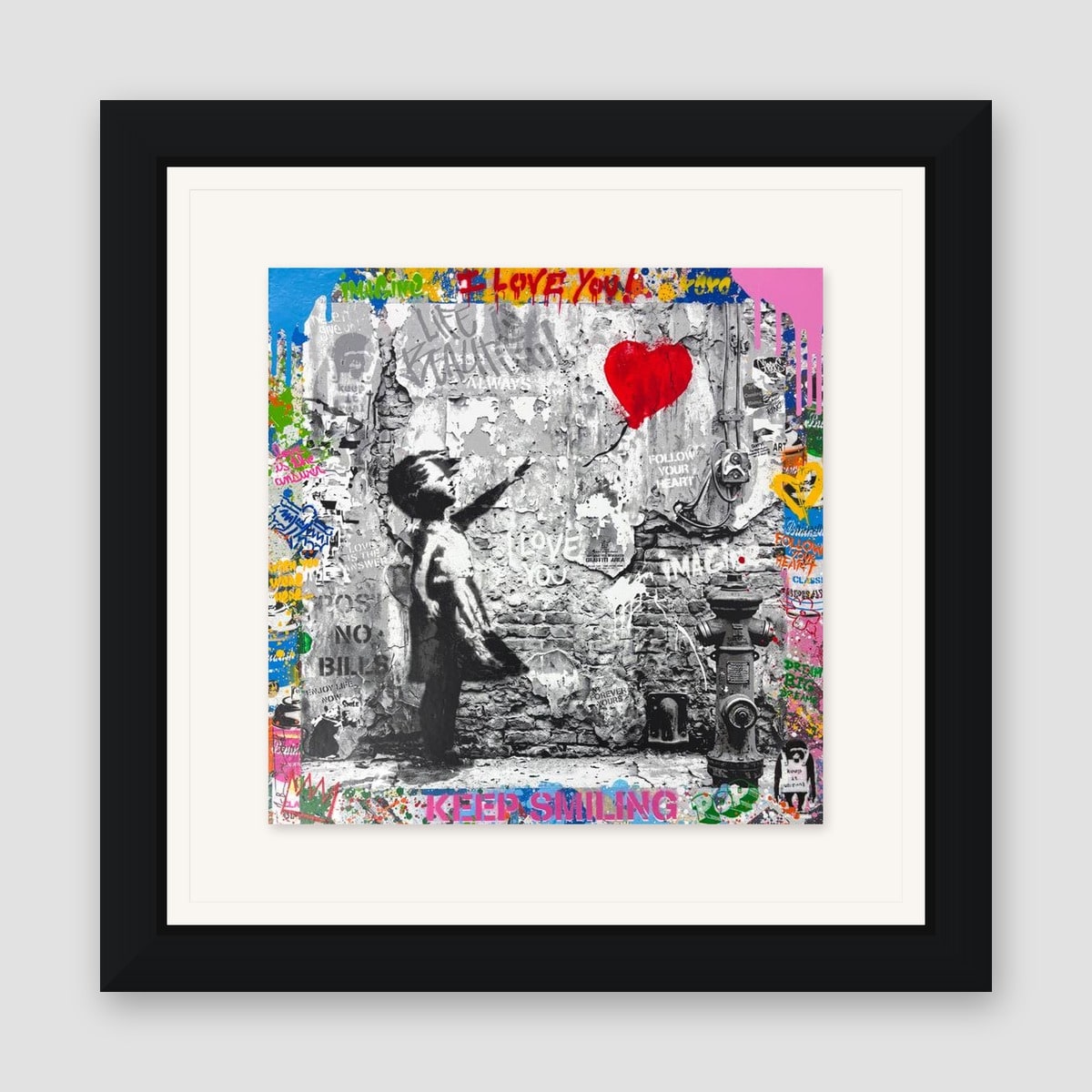 Mr. Brainwash, "Love Forever" Framed Mixed Media Original, Hand Signed with Certificate of Authenticity.