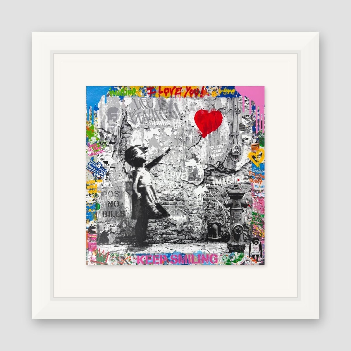 Mr. Brainwash, "Love Forever" Framed Mixed Media Original, Hand Signed with Certificate of Authenticity.