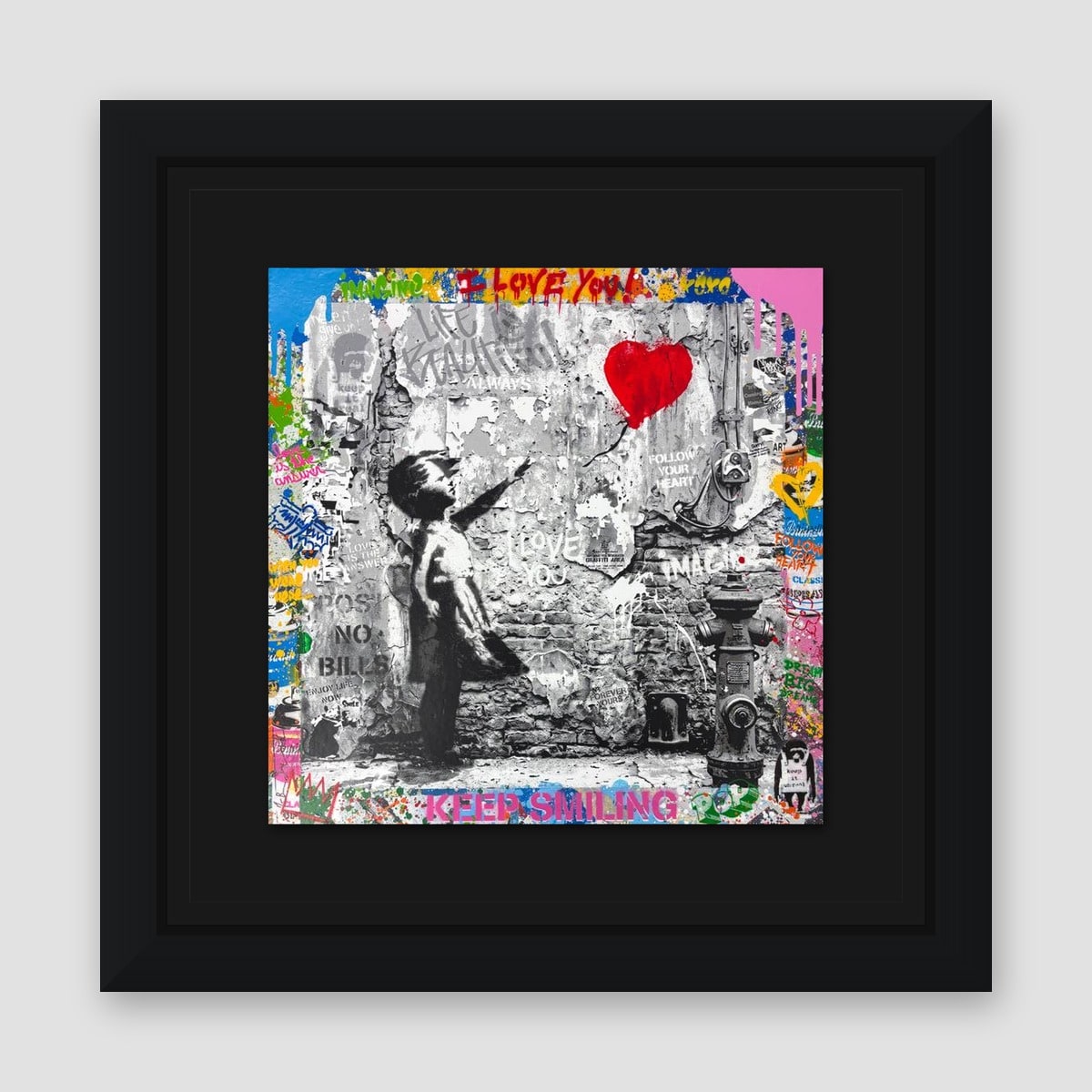 Mr. Brainwash, "Love Forever" Framed Mixed Media Original, Hand Signed with Certificate of Authenticity.