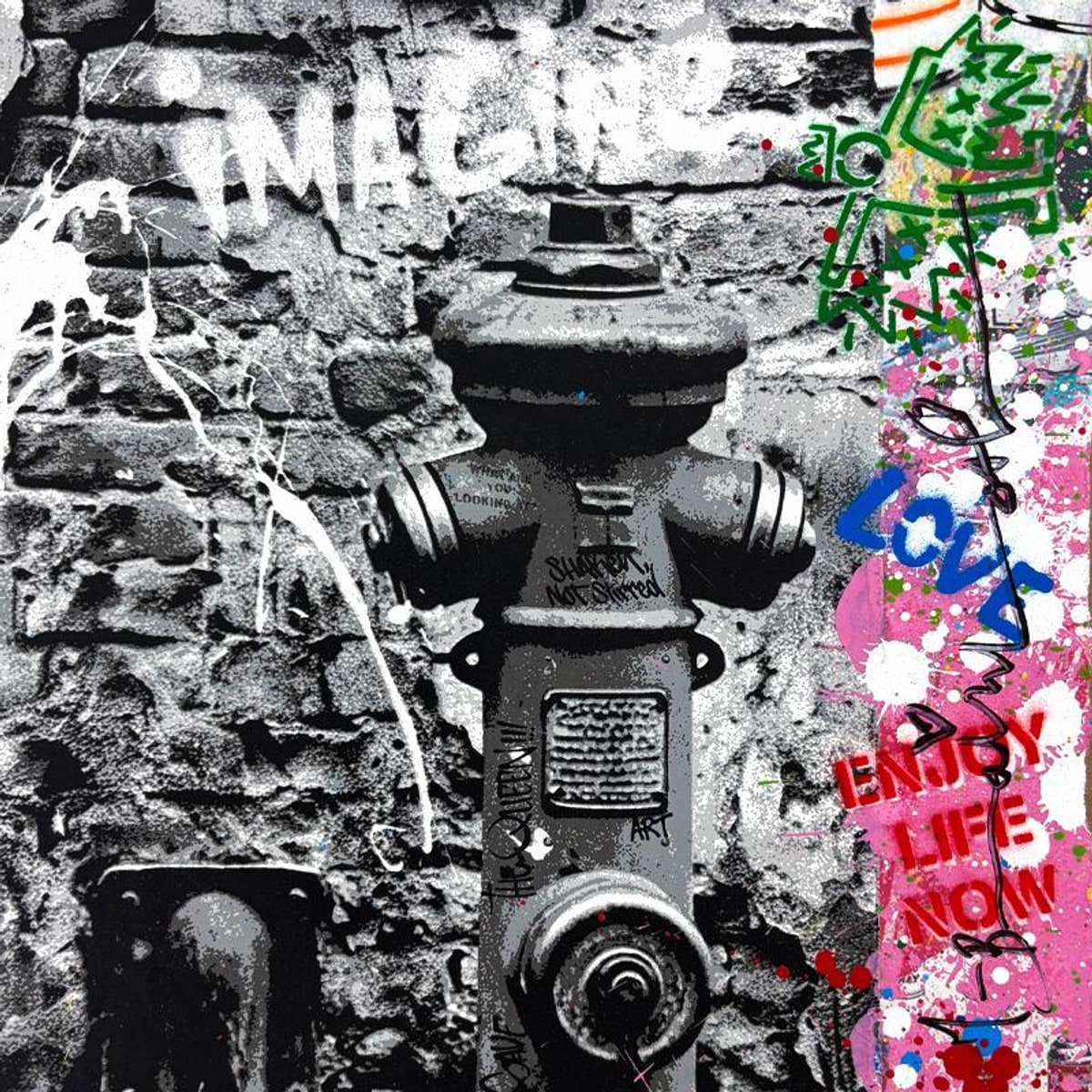 Mr. Brainwash, "Love Forever" Framed Mixed Media Original, Hand Signed with Certificate of Authenticity.