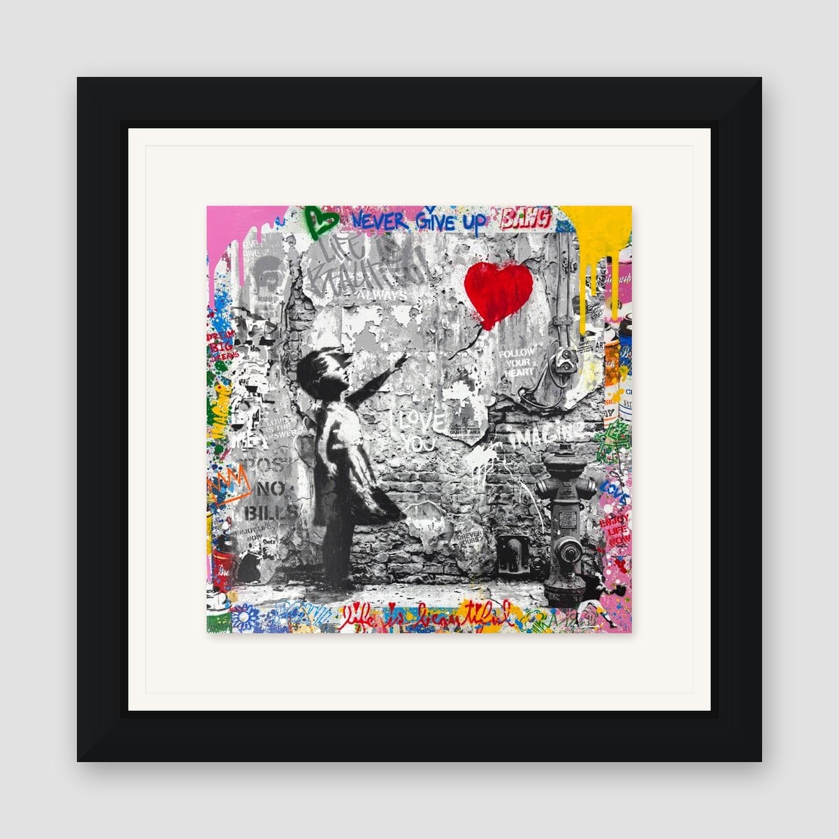 Mr. Brainwash, "Love Forever" Framed Mixed Media Original, Hand Signed with Certificate of Authenticity.