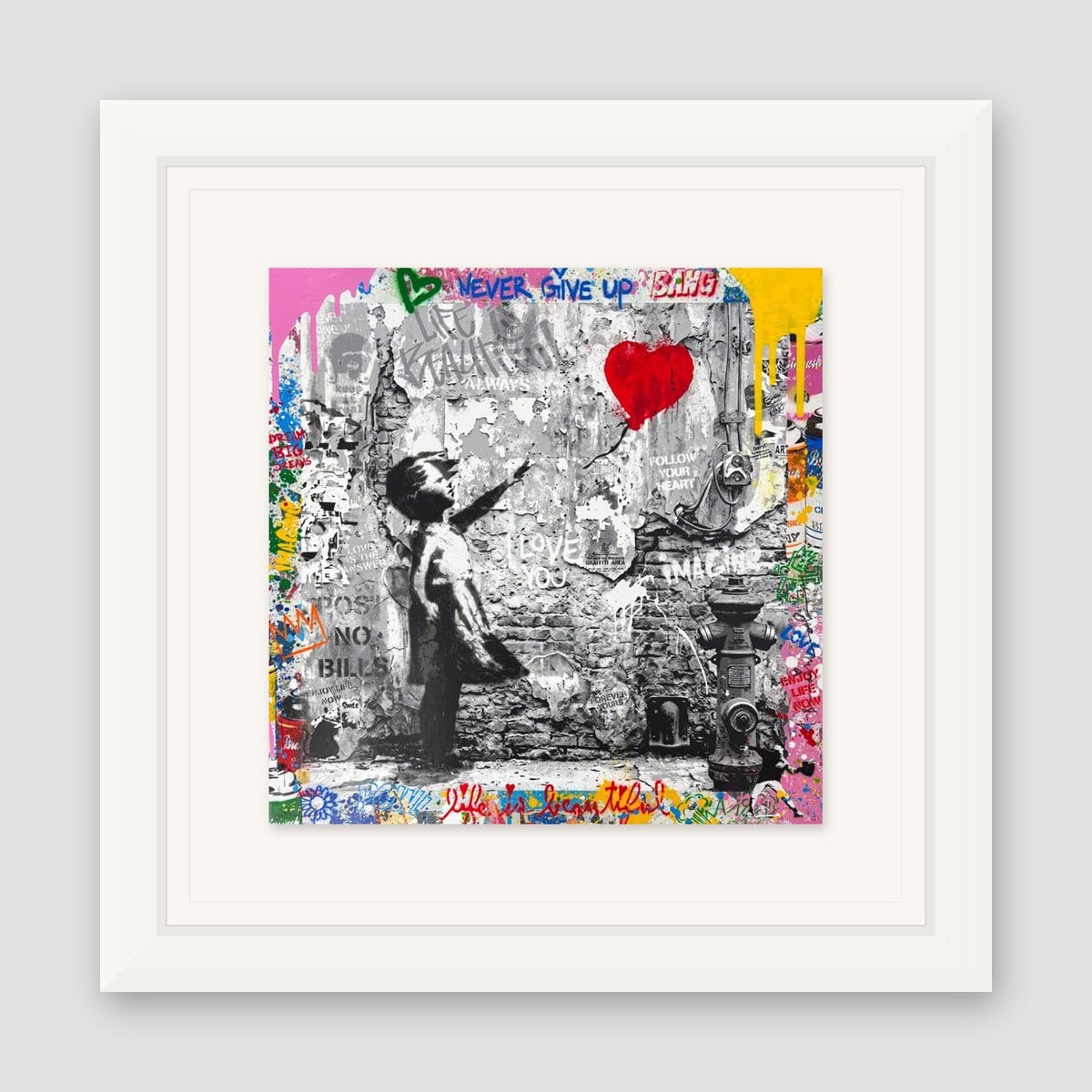 Mr. Brainwash, "Love Forever" Framed Mixed Media Original, Hand Signed with Certificate of Authenticity.