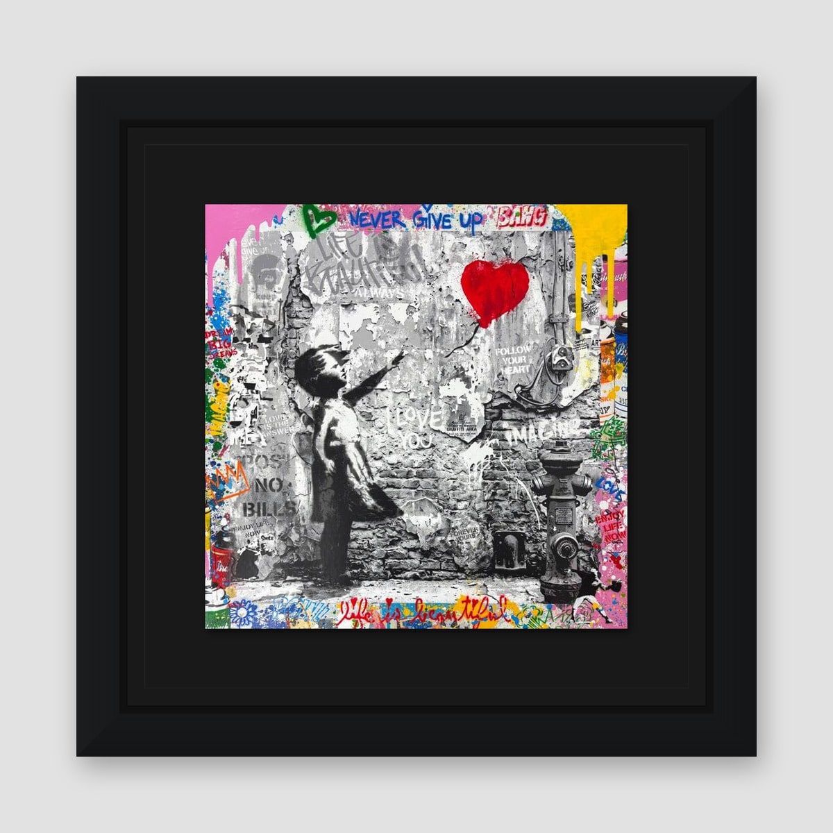 Mr. Brainwash, "Love Forever" Framed Mixed Media Original, Hand Signed with Certificate of Authenticity.